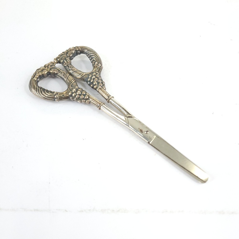 Vintage Sterling Handled Scissors with Grape Vine Motif Made in the USA